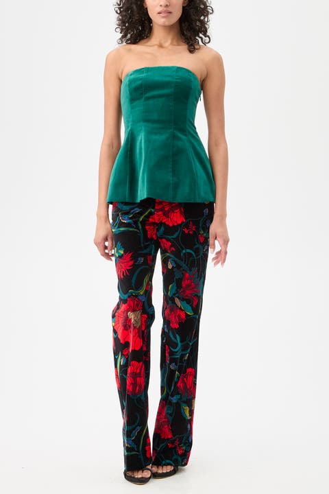 Finale Strapless Velvet Peplum Top