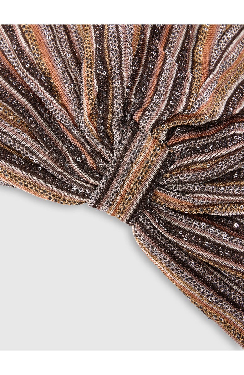 Missoni Ribbed Lamé Viscose Headscarf With Sequins, Alternate, color, Gold& Beige