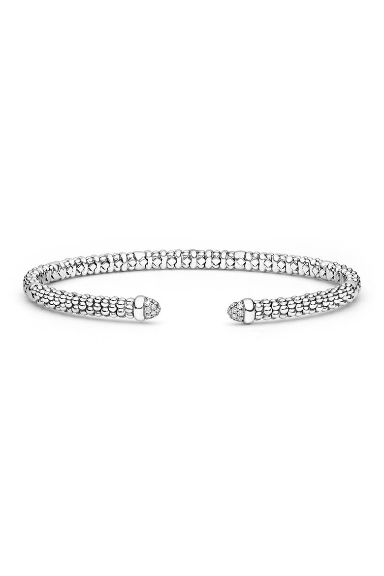 Signature Caviar Versa Pavé Diamond Cuff Bracelet, Main, color, SILVER