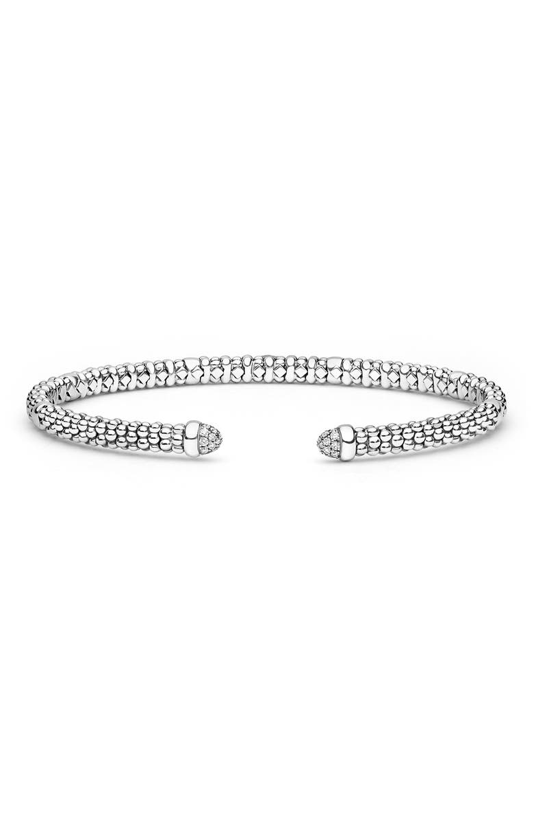 LAGOS Signature Caviar Versa Pavé Diamond Cuff Bracelet, Main, color, Silver