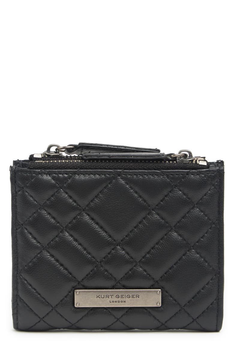 Diamond Quilt Leather Bifold Wallet, Main, color, BLACK