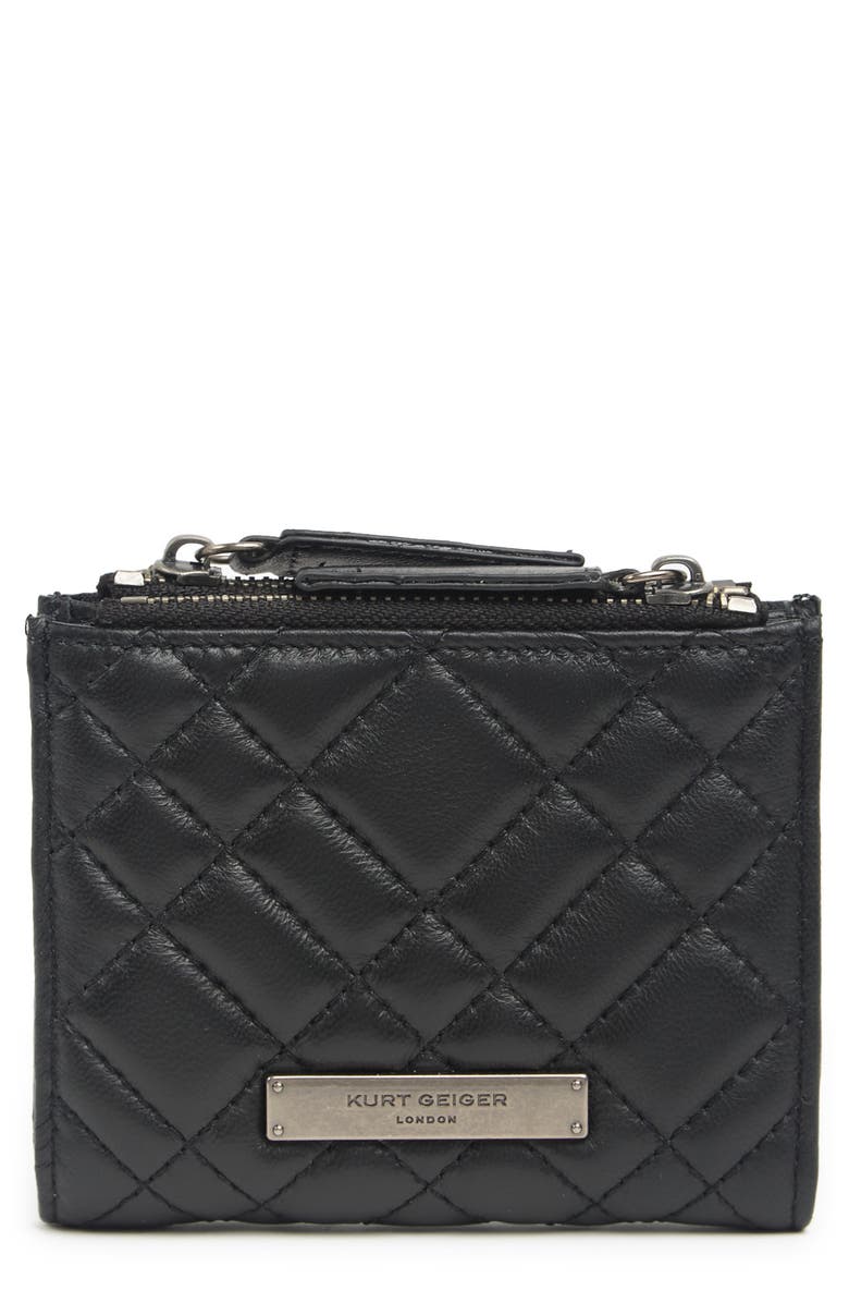Kurt Geiger London Diamond Quilt Leather Bifold Wallet, Main, color, Black