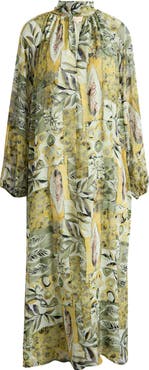 MELLODAY Botanical Tie-Neck Maxi Dress