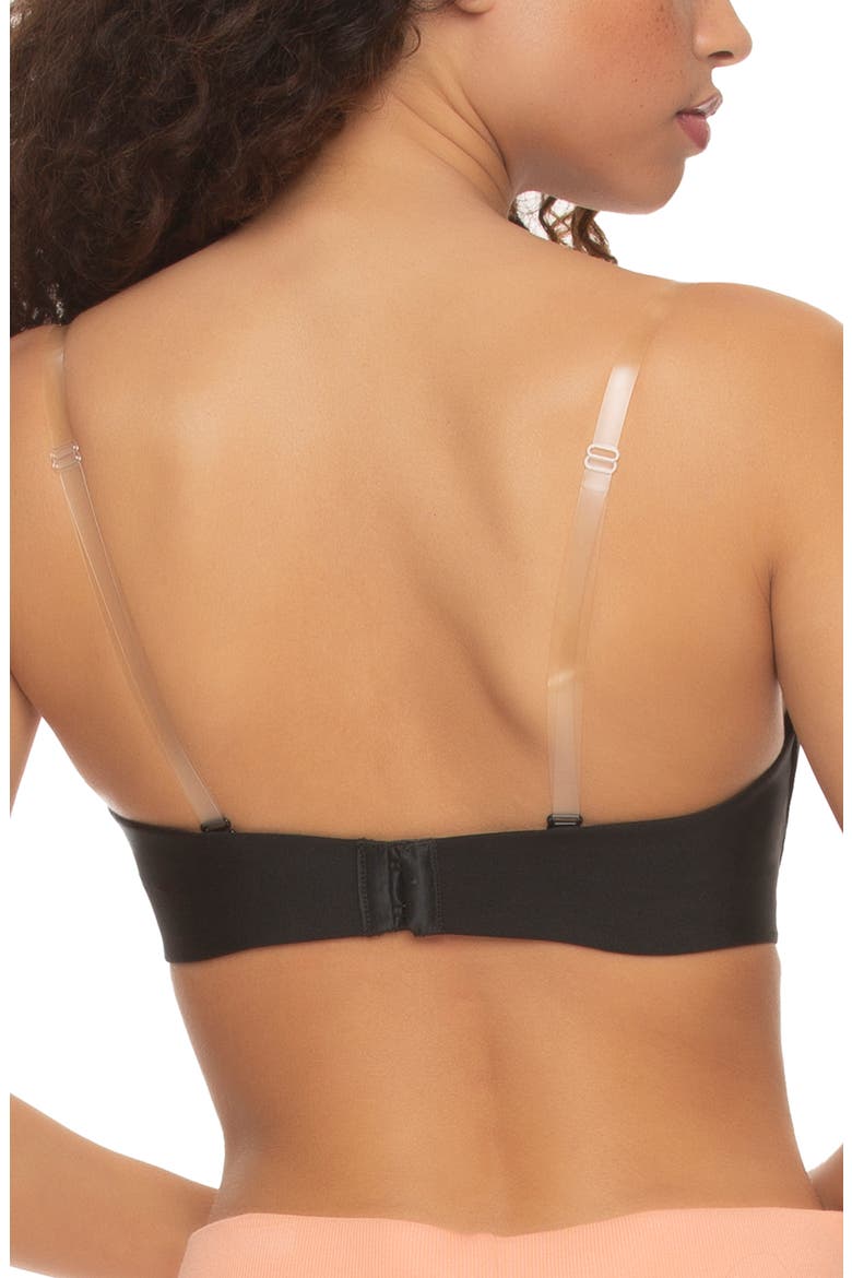 Evolve Underwire Convertible Strapless Push-Up Plunge Bra, Alternate, color, BLACK