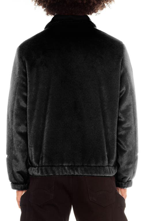 Cult Of Individuality Embroidered Faux Fur Jacket In Black