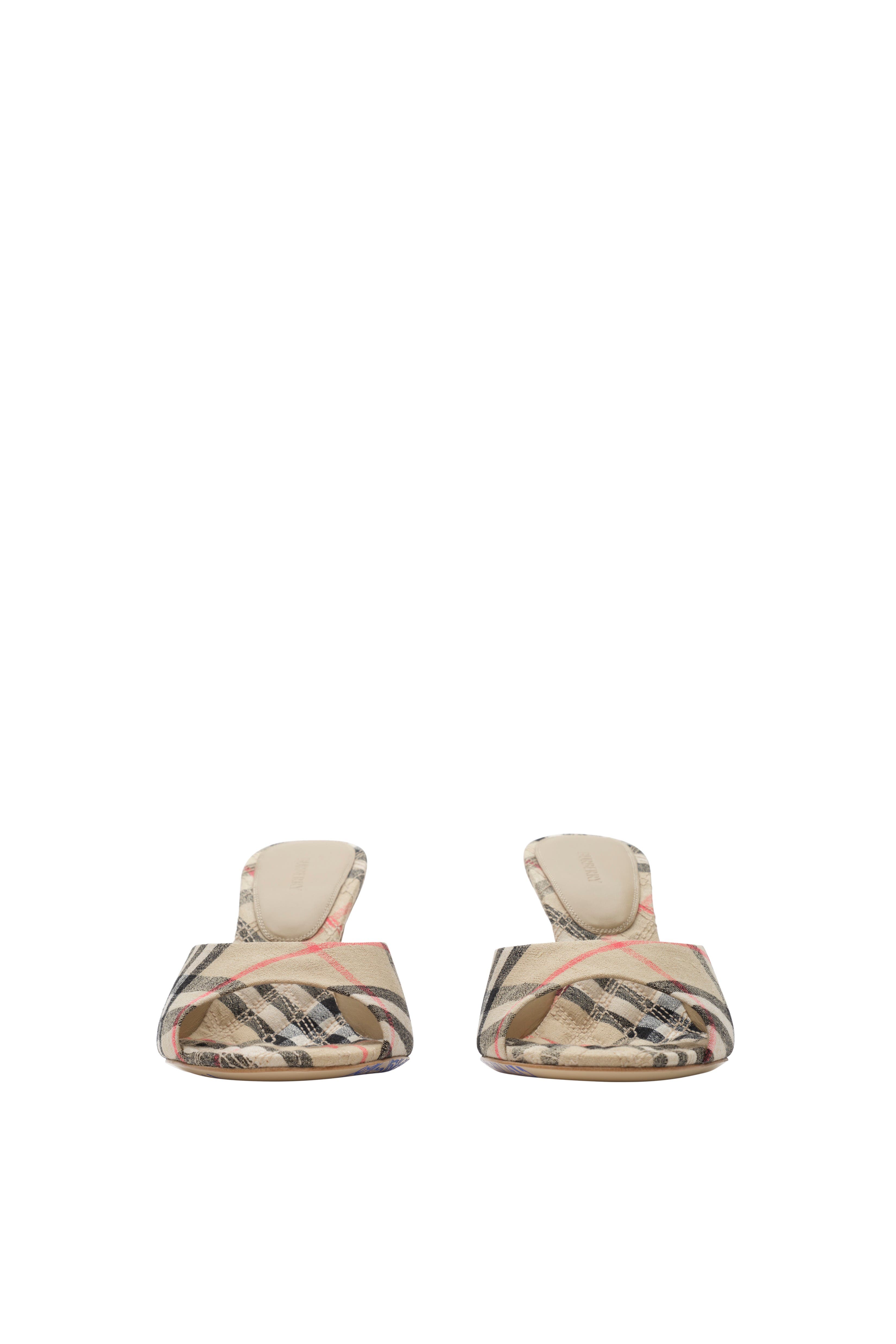 Burberry Check Mews High Sandals, Alternate, color, Sand Beige