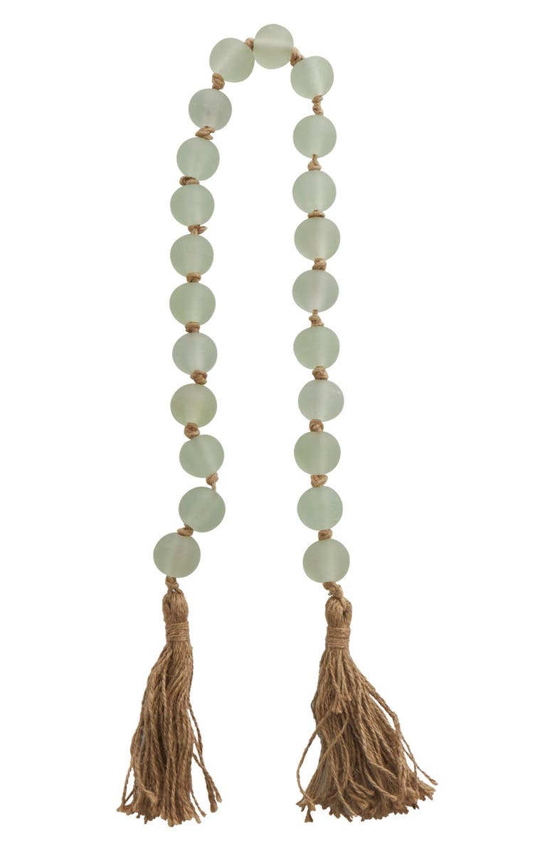 WILLOW ROW Bohemian Glass Beaded Tassel Garland, Alternate, color, Green