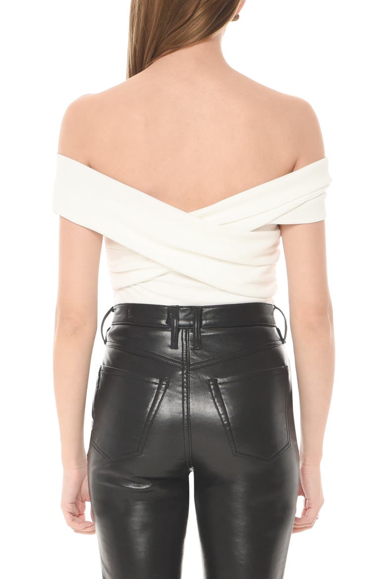 Crossover Off the Shoulder Bodysuit, Alternate, color, IVORY