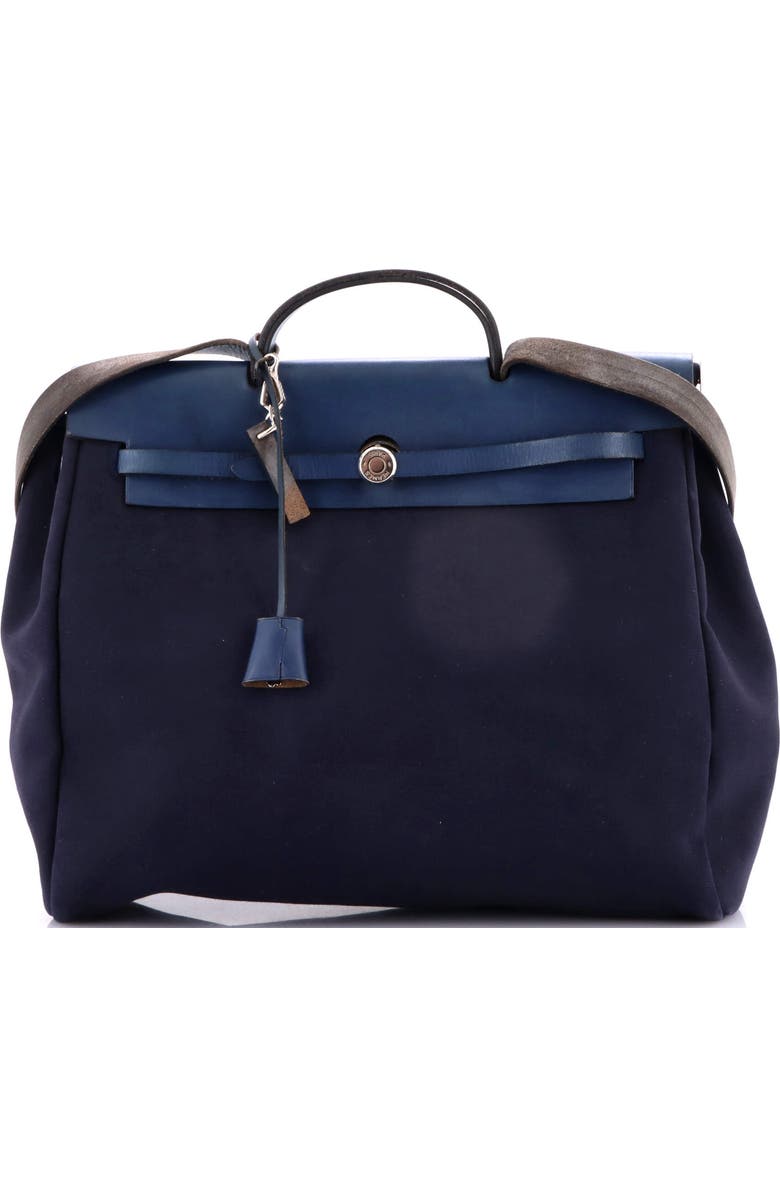 Pre-Owned Hermes Herbag Toile and Leather GM, Main, color, Bleu Indigo