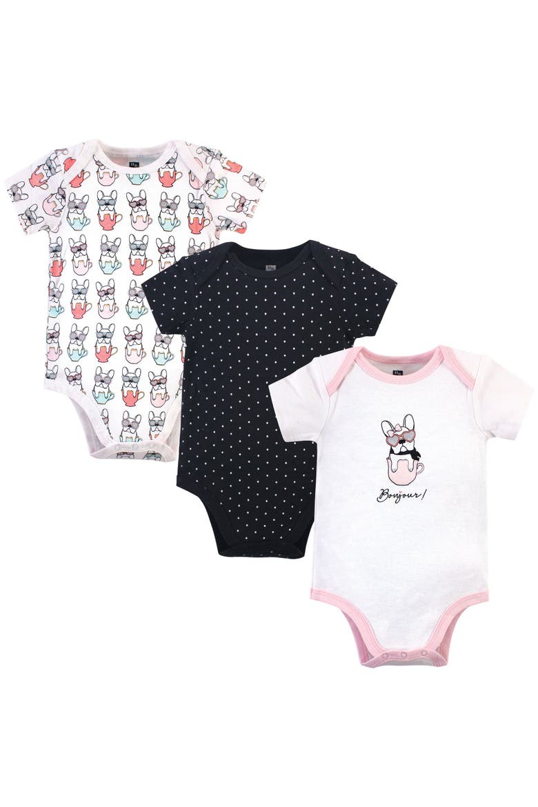 Triple Pack of Soft Cotton Bodysuits, Main, color, Black Bonjour