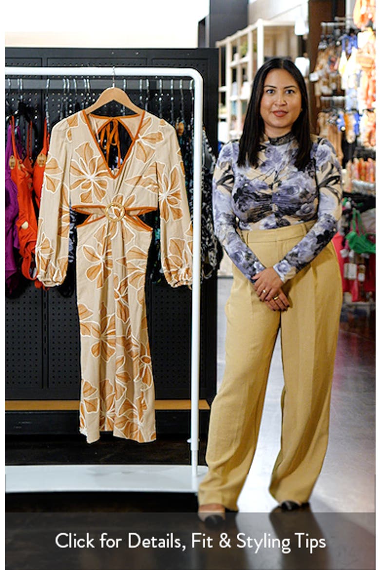 Joy Embroidered Side Cutout Long Sleeve Midi Dress video