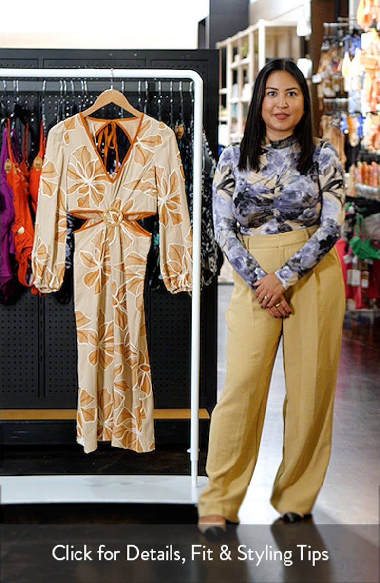 Joy Embroidered Side Cutout Long Sleeve Midi Dress, sales video thumbnail
