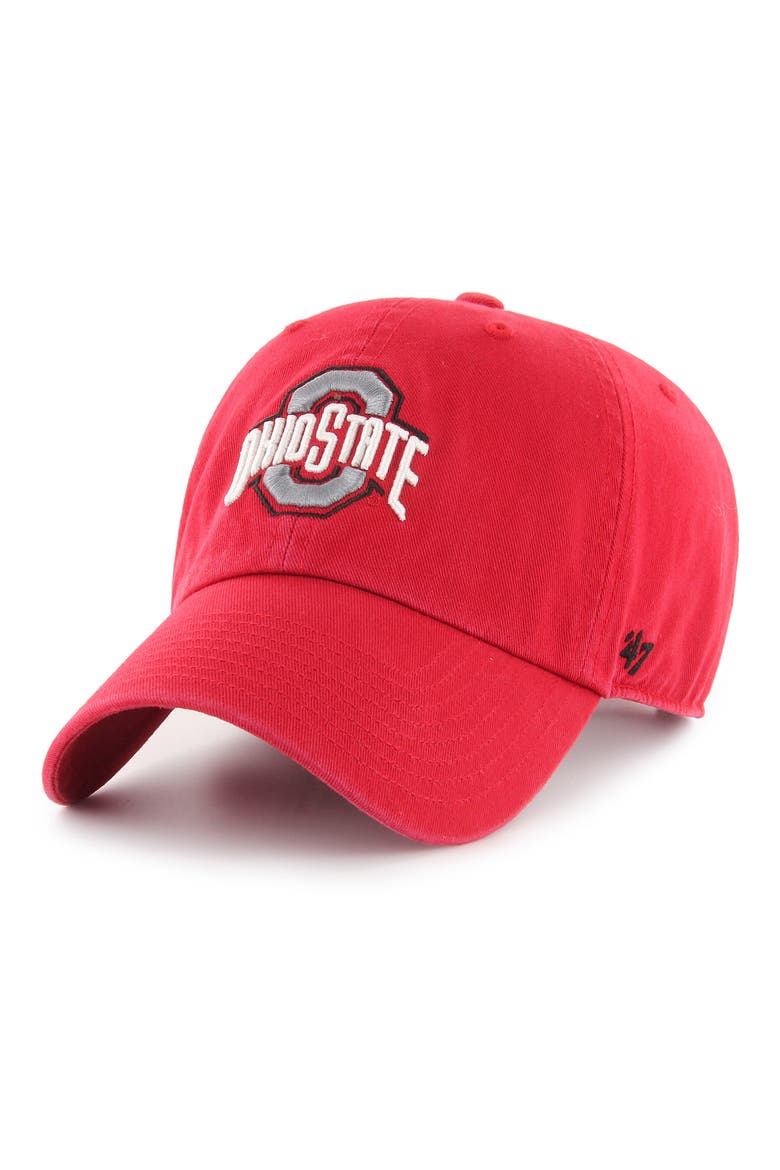 Mens Houston Texans '47 Brand Navy Blue Cleanup Basic Logo Adjustable Hat, Main, color, OHIO STATE BUCKEYES
