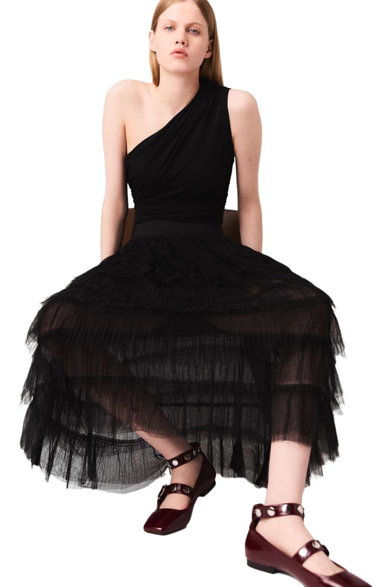 Asymmetric bodysuit, Alternate, color, Black