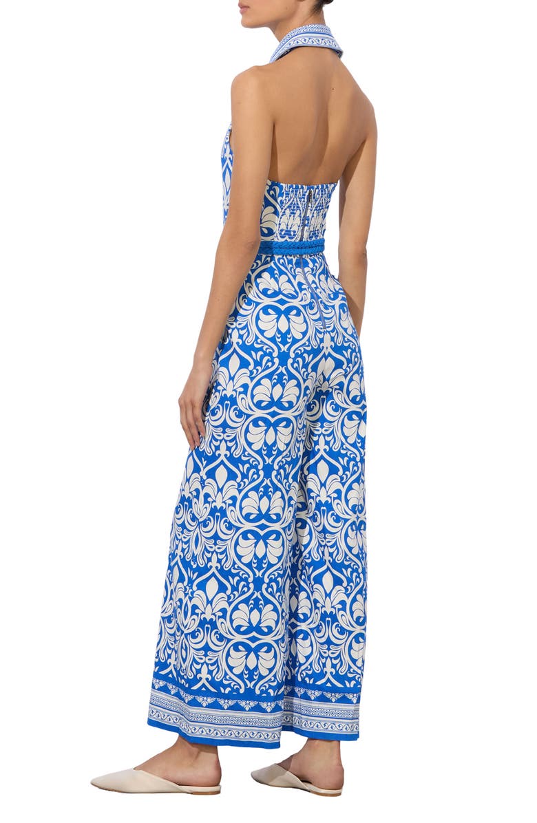 Alice + Olivia Alara Halter Crop Wide Leg Jumpsuit, Alternate, color, Soiree Trueblue