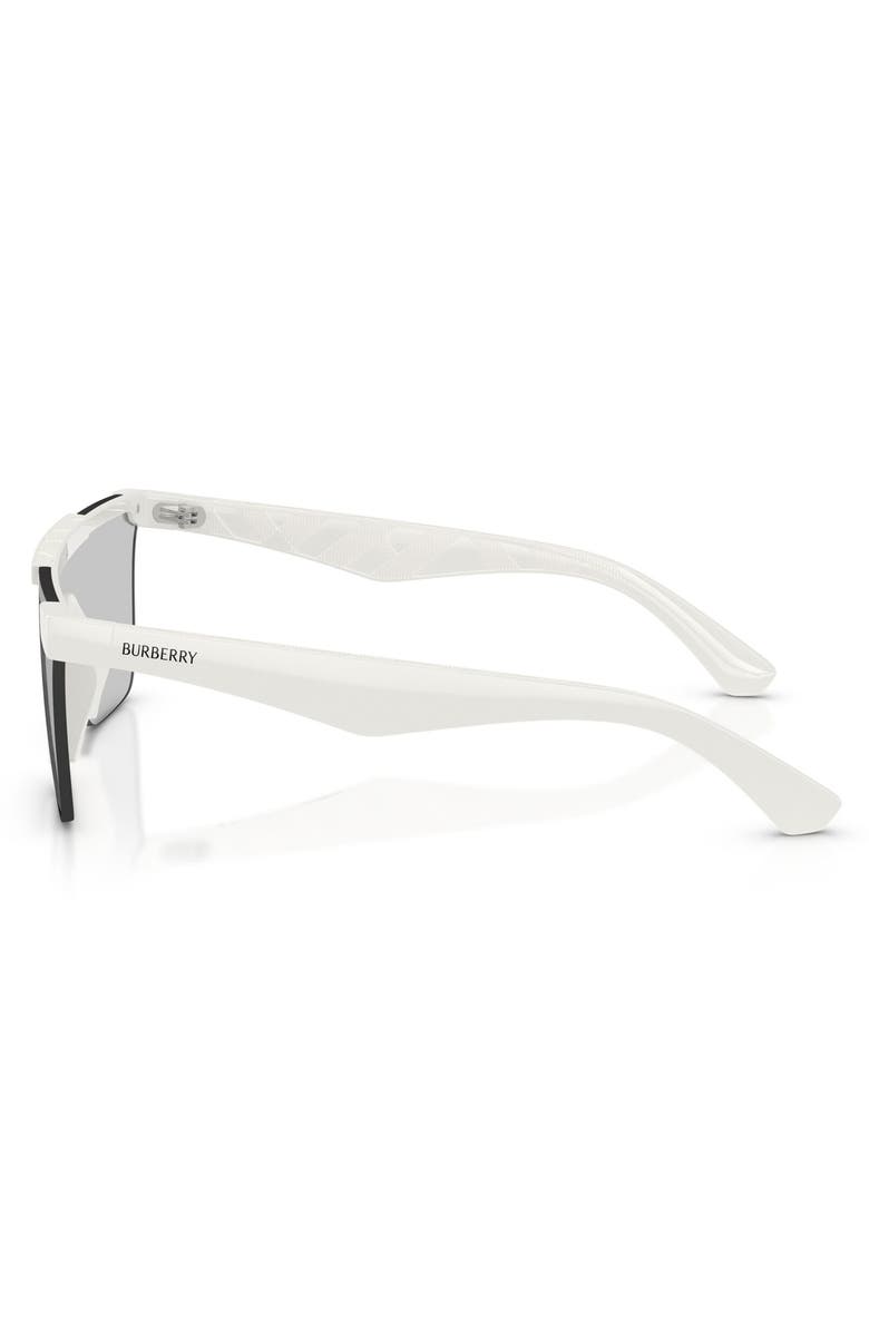 Burberry 141mm Rectangular Shield Sunglasses, Alternate, color, White / Light Grey Silver