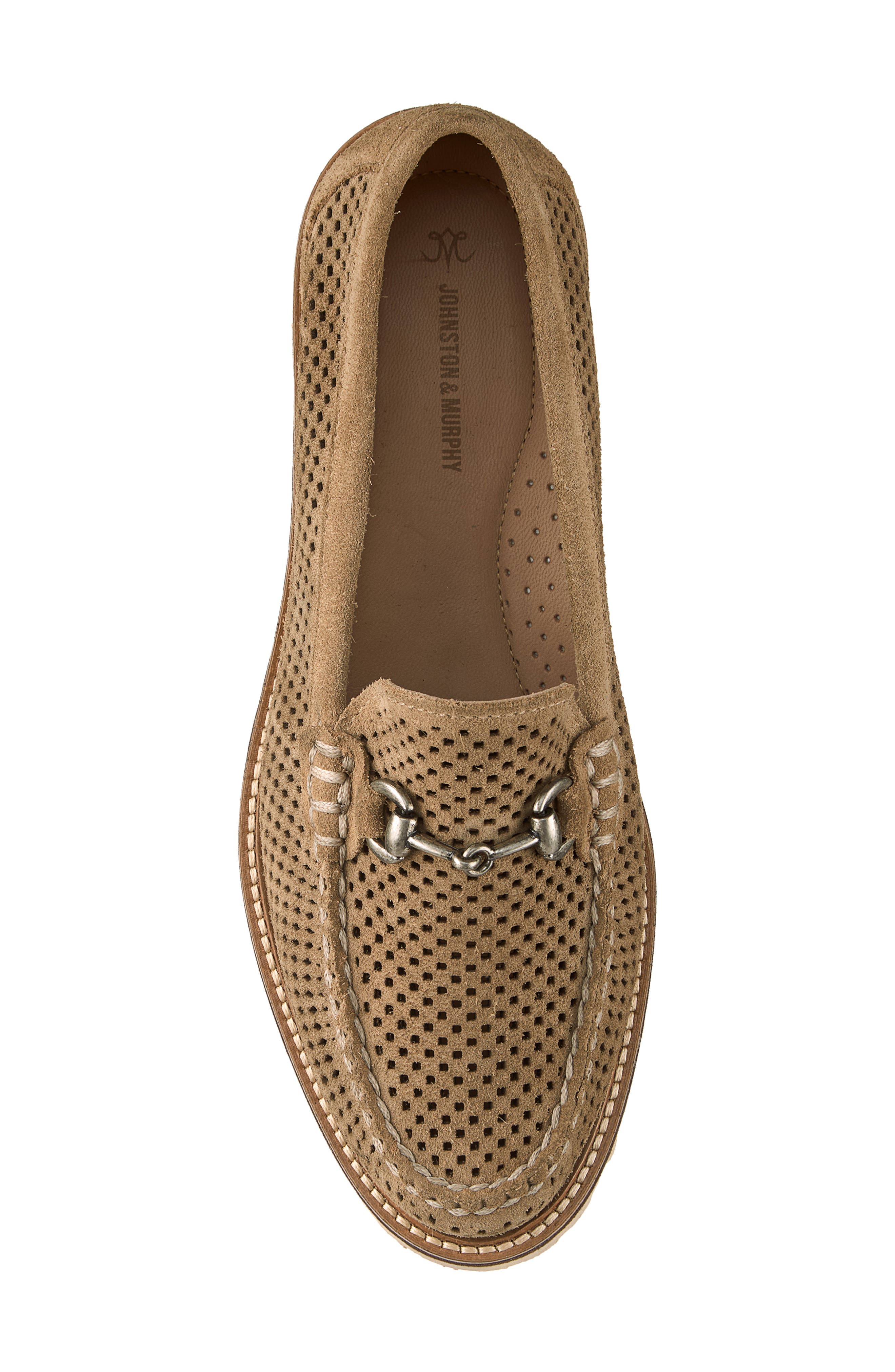 Johnston 
Murphy Emmalynn Perforated Bit Loafer, Alternate, color, Taupe Suede