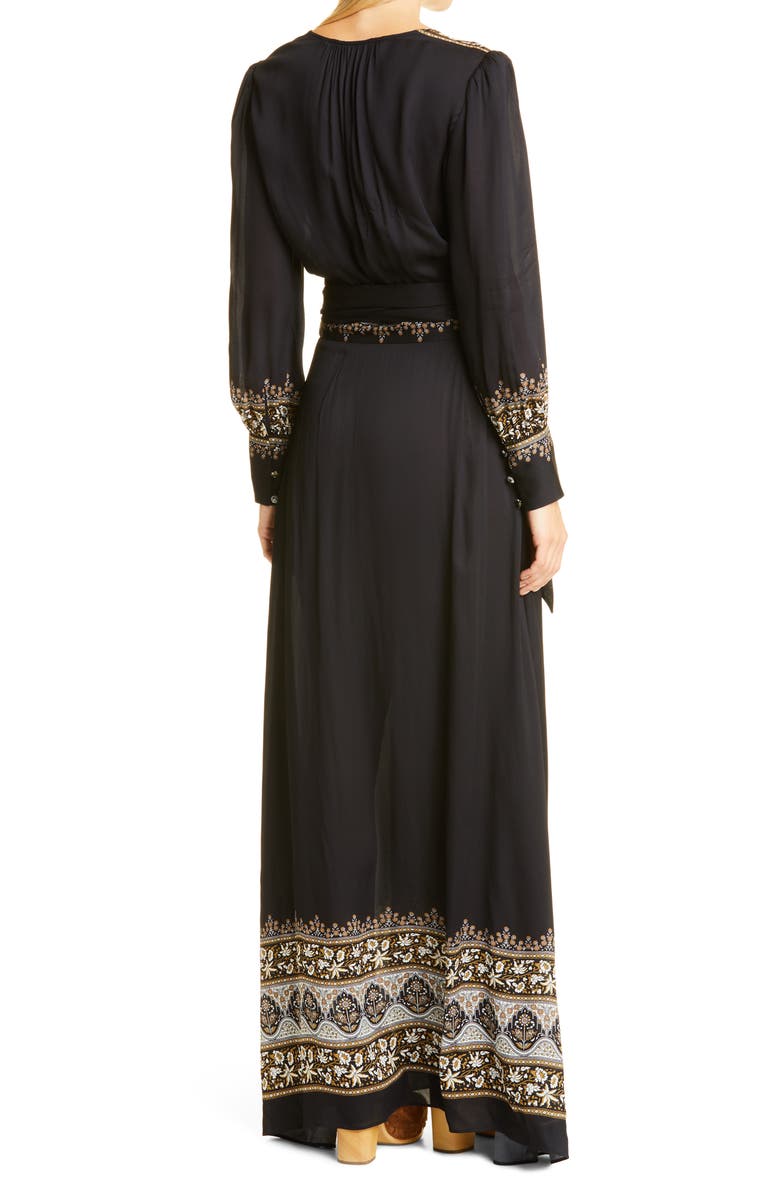 Veronica Beard Blaise Border Print Long Sleeve Maxi Dress, Alternate, color,