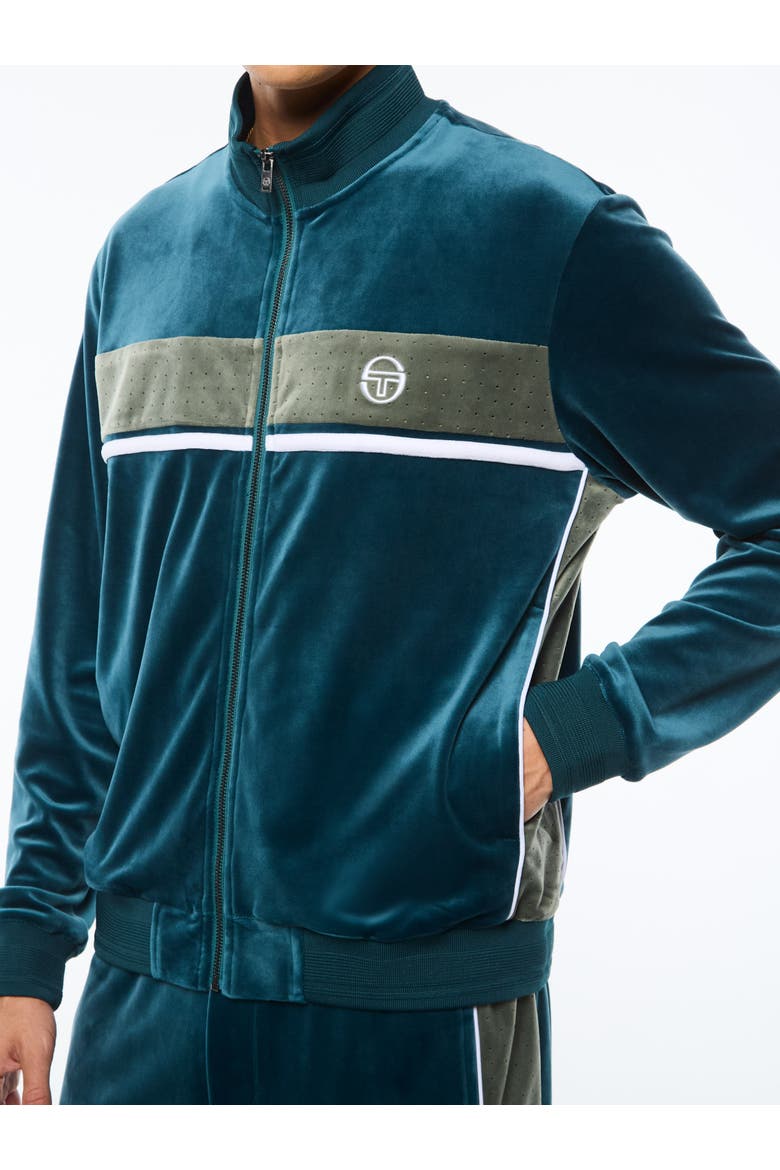 Forato Velour Track Jacket, Alternate, color, MEDITERRANEA