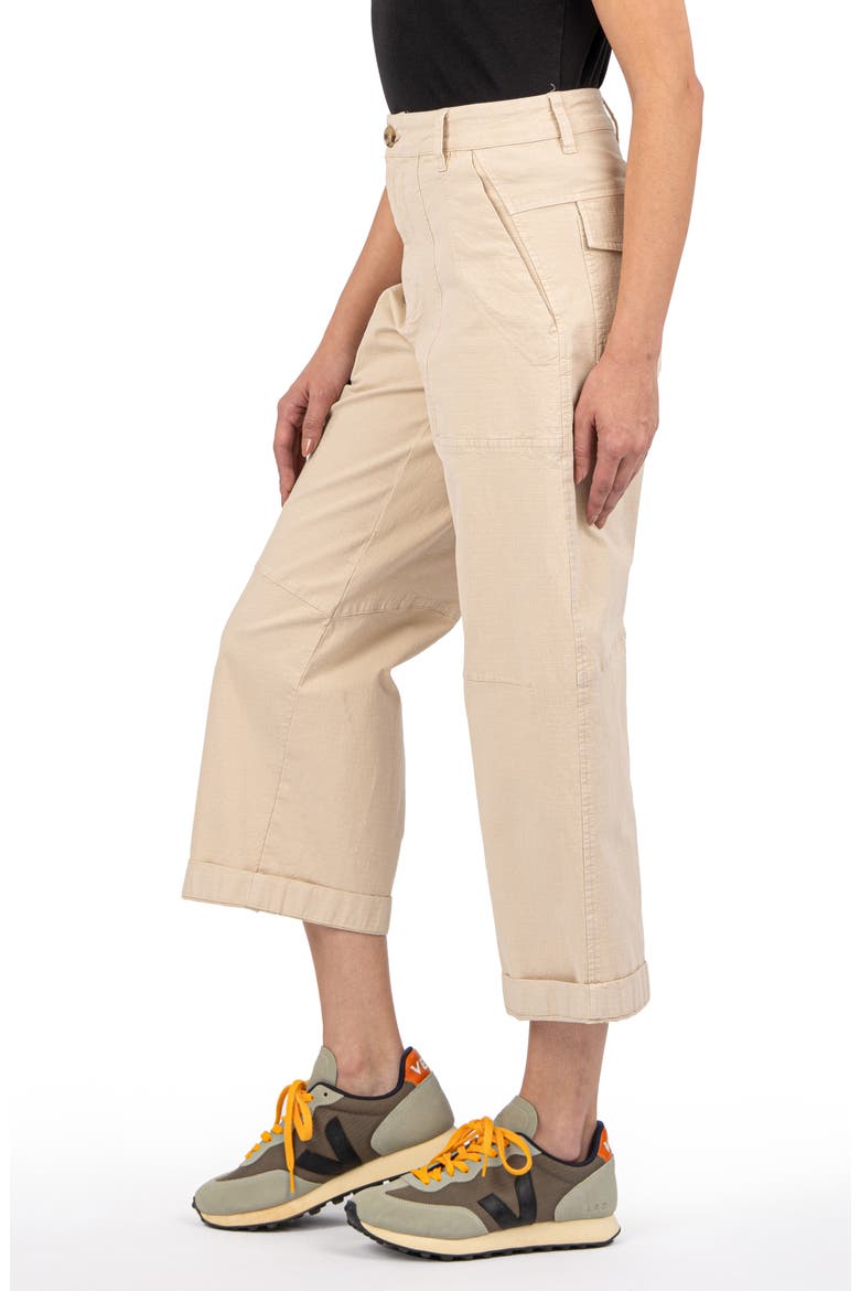 Ashton High Waist Crop Wide Leg Barrel Ripstop Pants, Alternate, color, CREAM