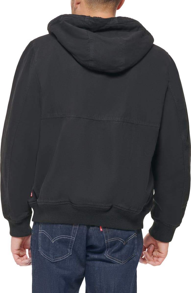 Levi's<sup>®</sup> Workwear Faux Shearling Lined Cotton Canvas Hooded Jacket, Alternate, color, 