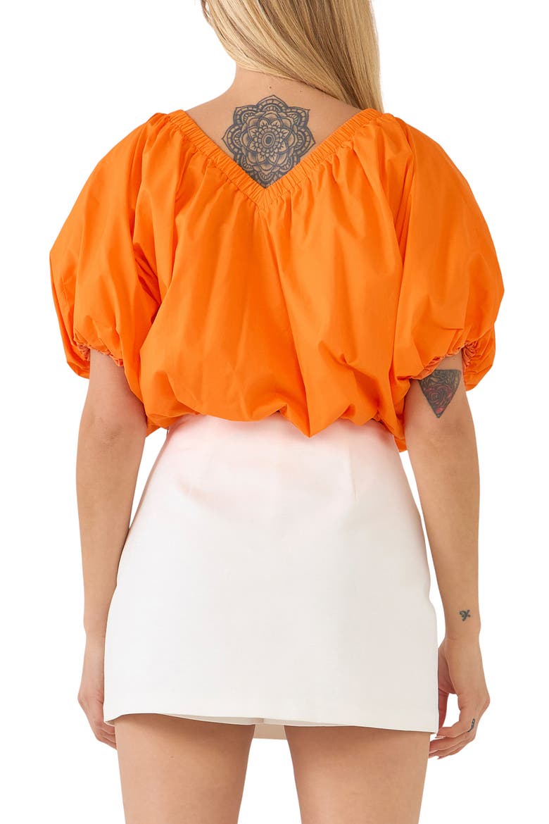 Puff Crop Blouse, Alternate, color, ORANGE