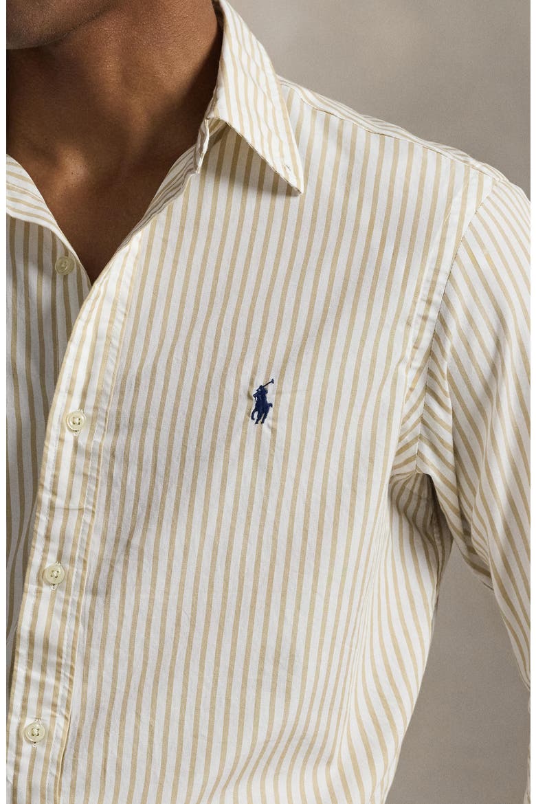 Classic Fit Stripe Cotton Broadcloth Button-Down Shirt, Alternate, color, WHITE COASTAL BEIGE