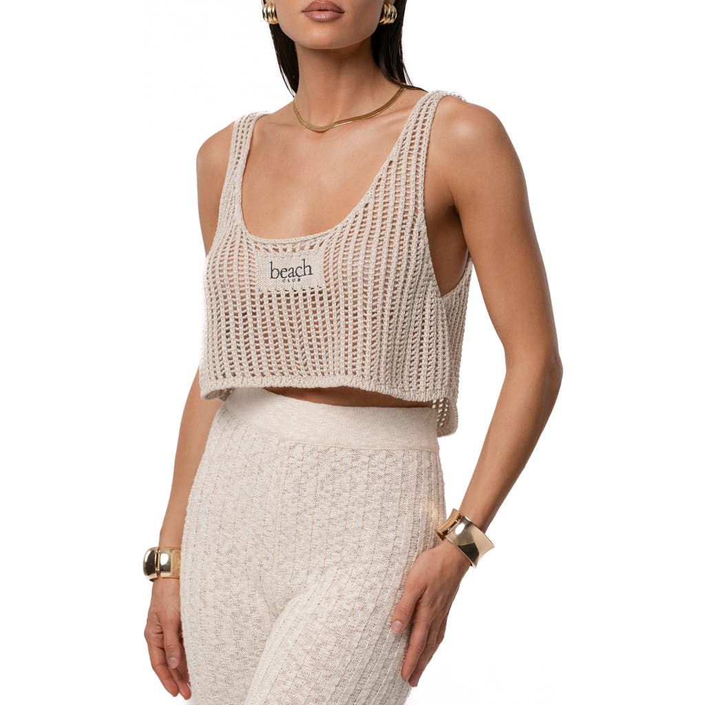 Jluxlabel Island Nights Open Knit Crop Top In White