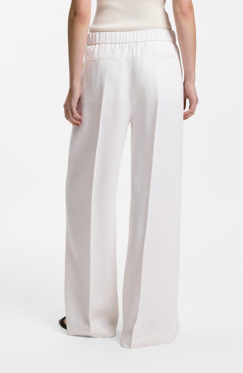 BOSS Tiana Pleated Wide Leg Pants, Alternate, color, Bright White