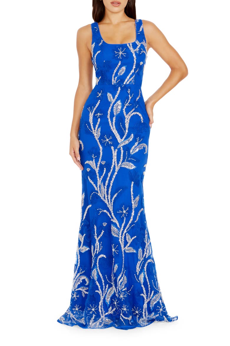 Tyra Beaded Floral Chiffon Mermaid Gown video