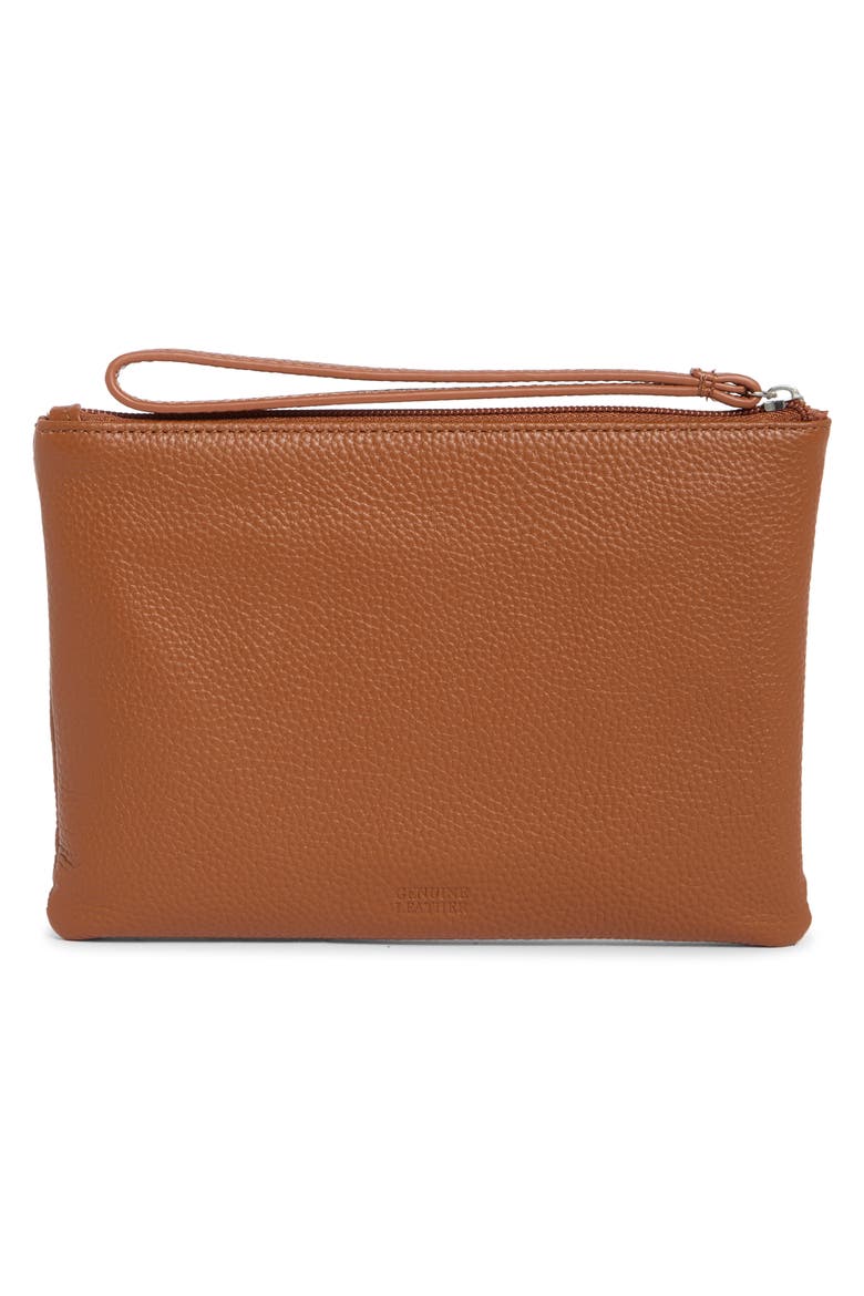Pebbled Wristlet, Alternate, color, COGNAC