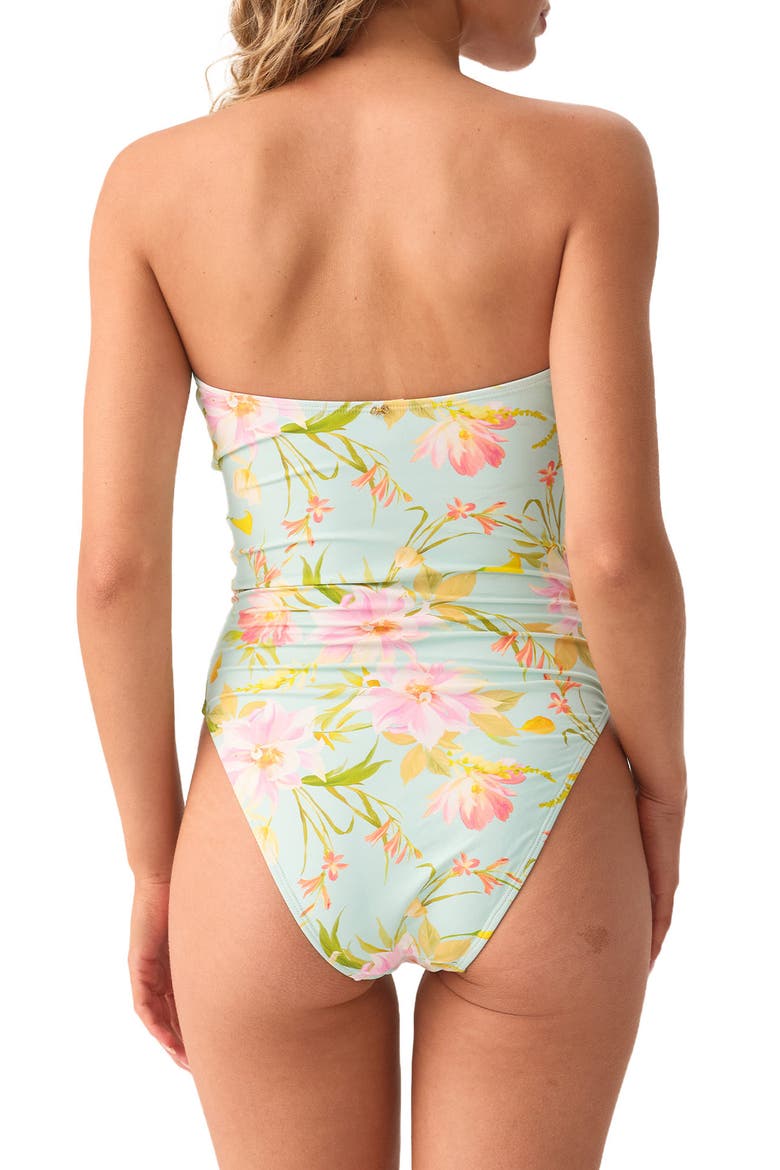 Ring Strapless Lettuce Edge One-Piece Swimsuit, Alternate, color, PETAL PINK