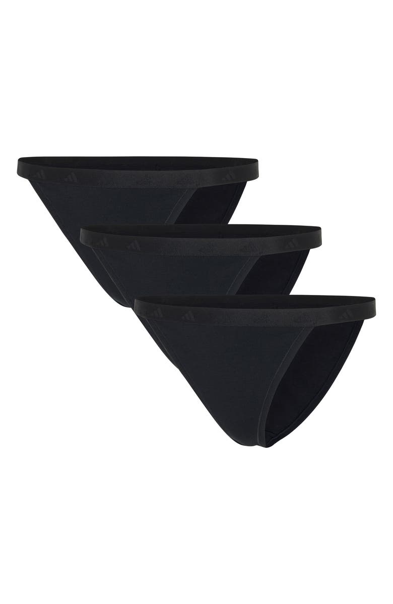 adidas Originals Set of 3 String Bikini Briefs, Alternate, color, Black