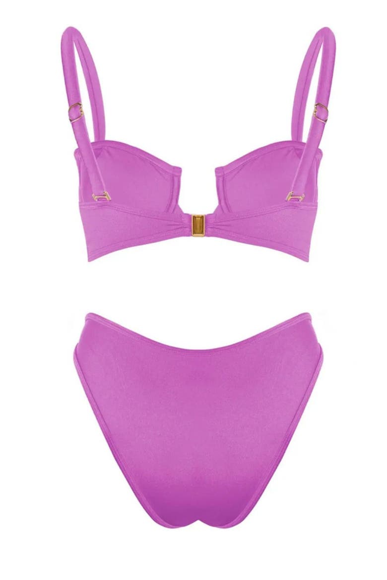 Coco Underwire Balconette Top And Mid-Waist Bottom 2-Piece Bikini Set, Alternate, color, Pink