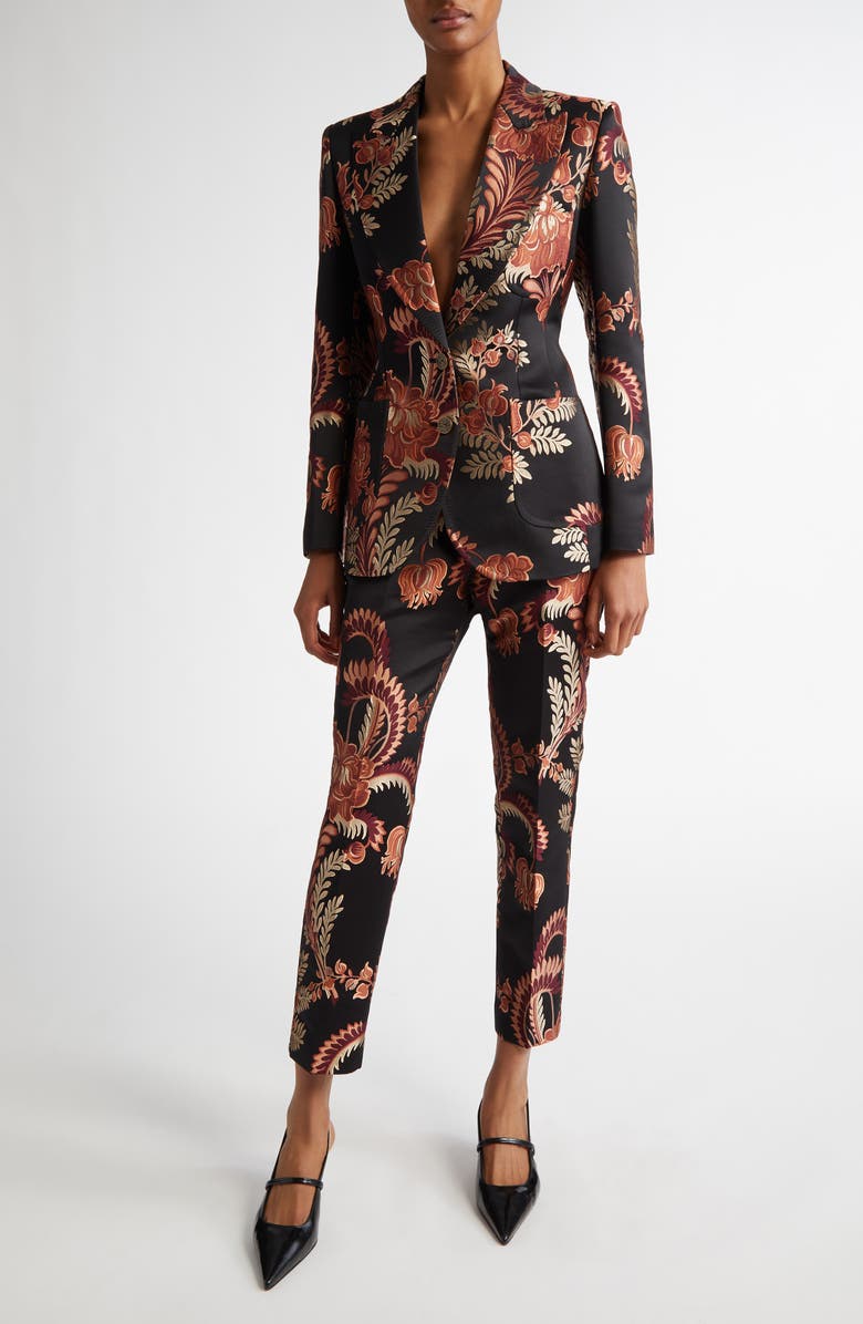 Etro Floral Jacquard Single Breasted Blazer, Alternate, color, 