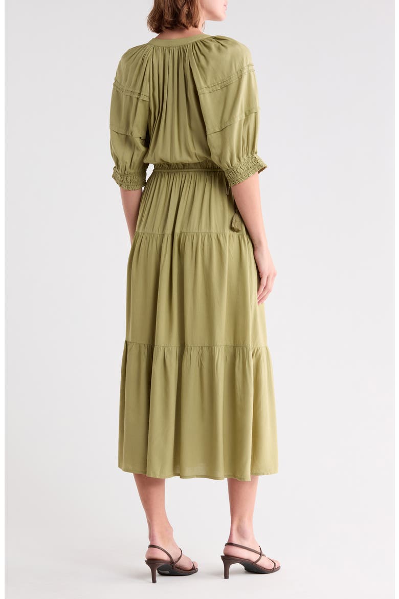 Puff Sleeve Tiered Dress, Alternate, color, GREEN