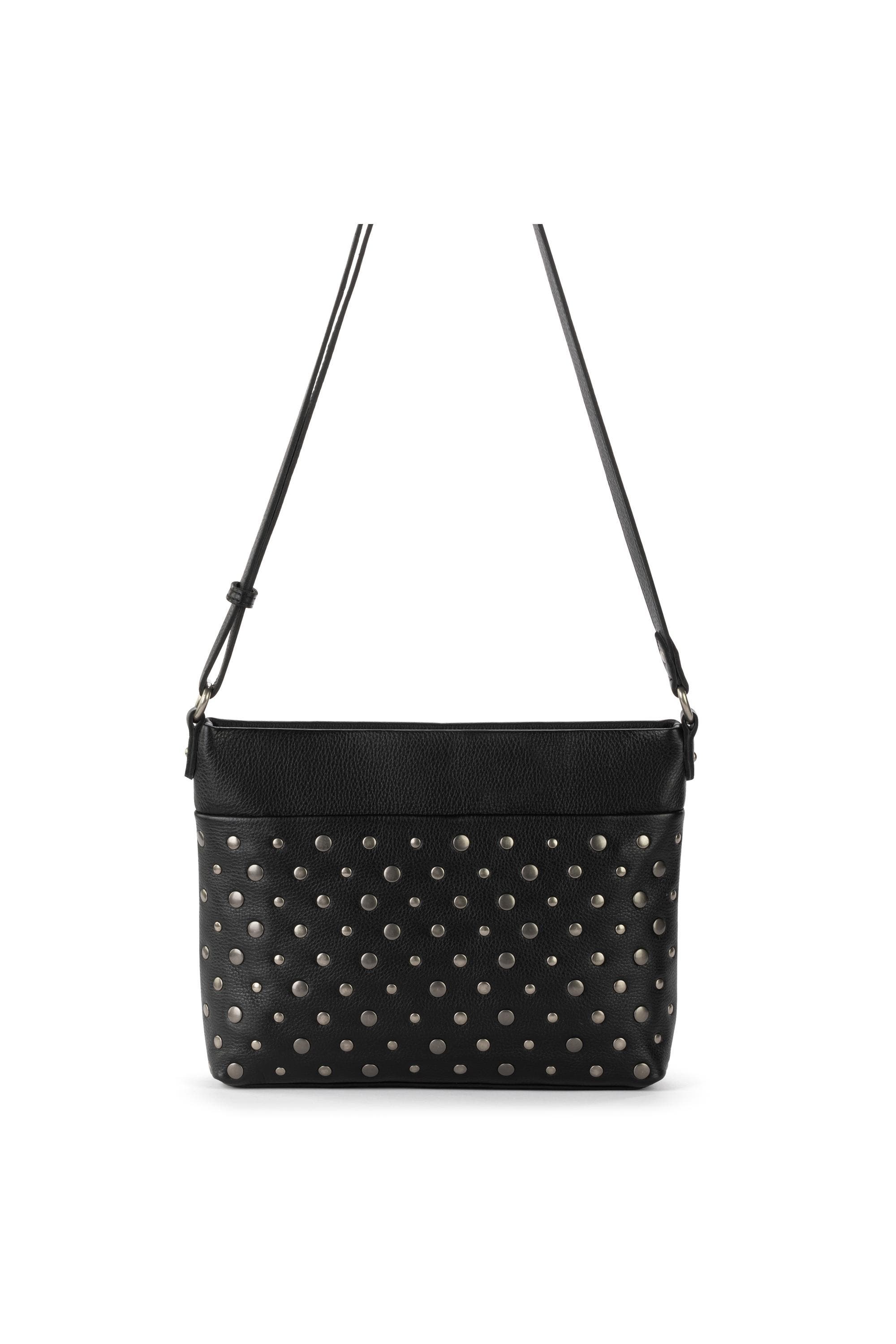 The Sak Melrose Crossbody Leather Bag, Alternate, color, Black Silver Stud