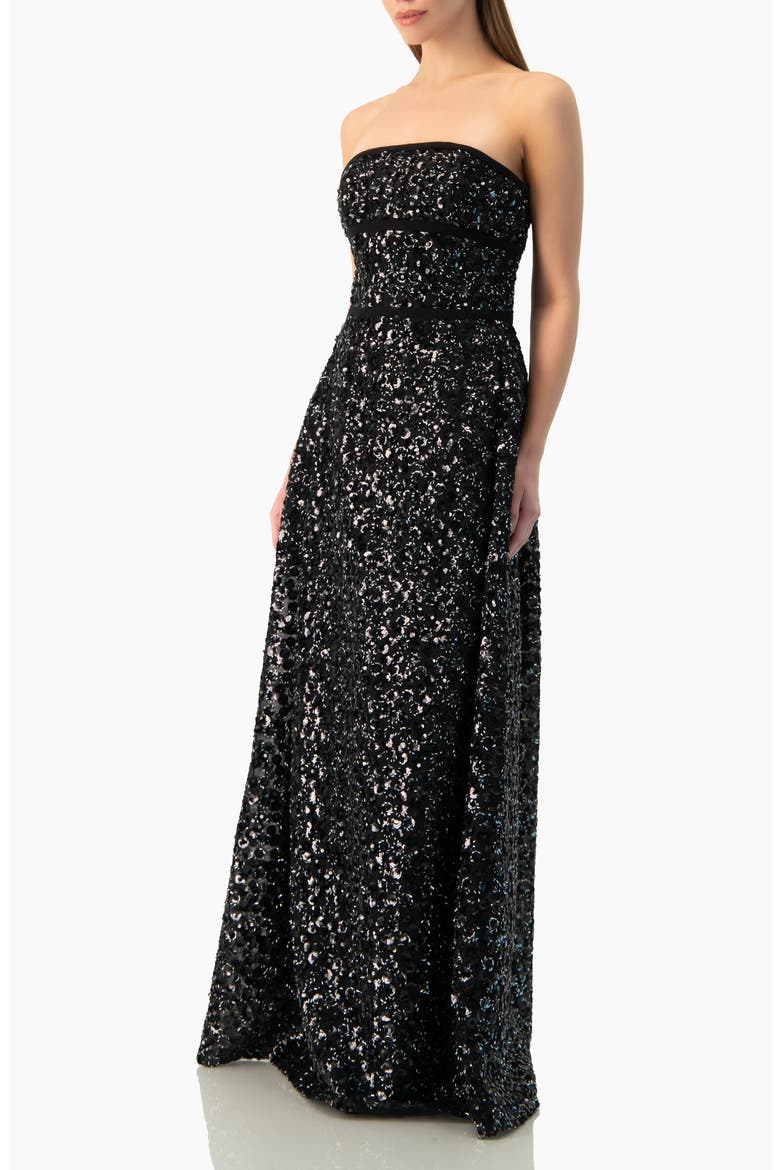 Strapless Sequin A-Line Ballgown, Alternate, color, Black