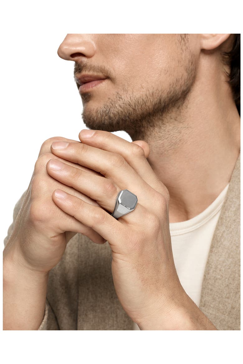 Men's Streamline Signet Ring in Sterling Silver, 18mm, Alternate, color, SILVER