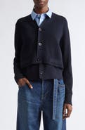 Sacai Layered Poplin & Knit Cardigan
