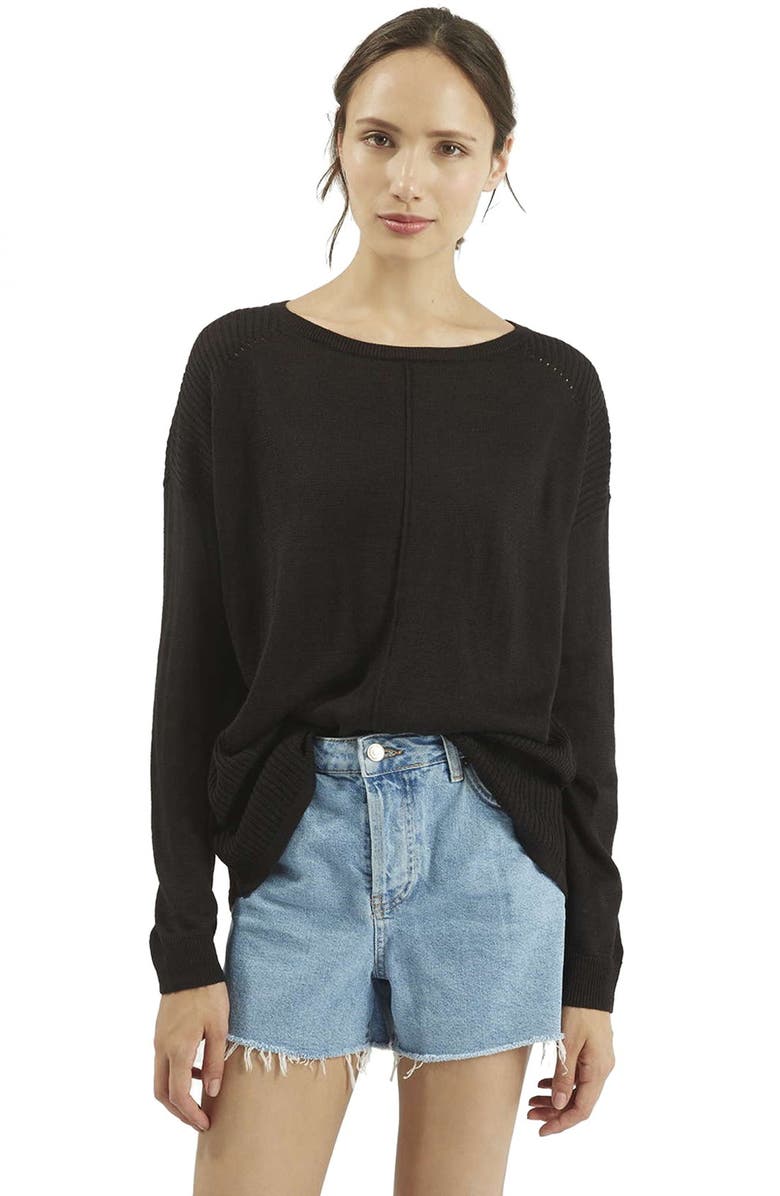 Topshop Rib Panel Sweater, Main, color, 