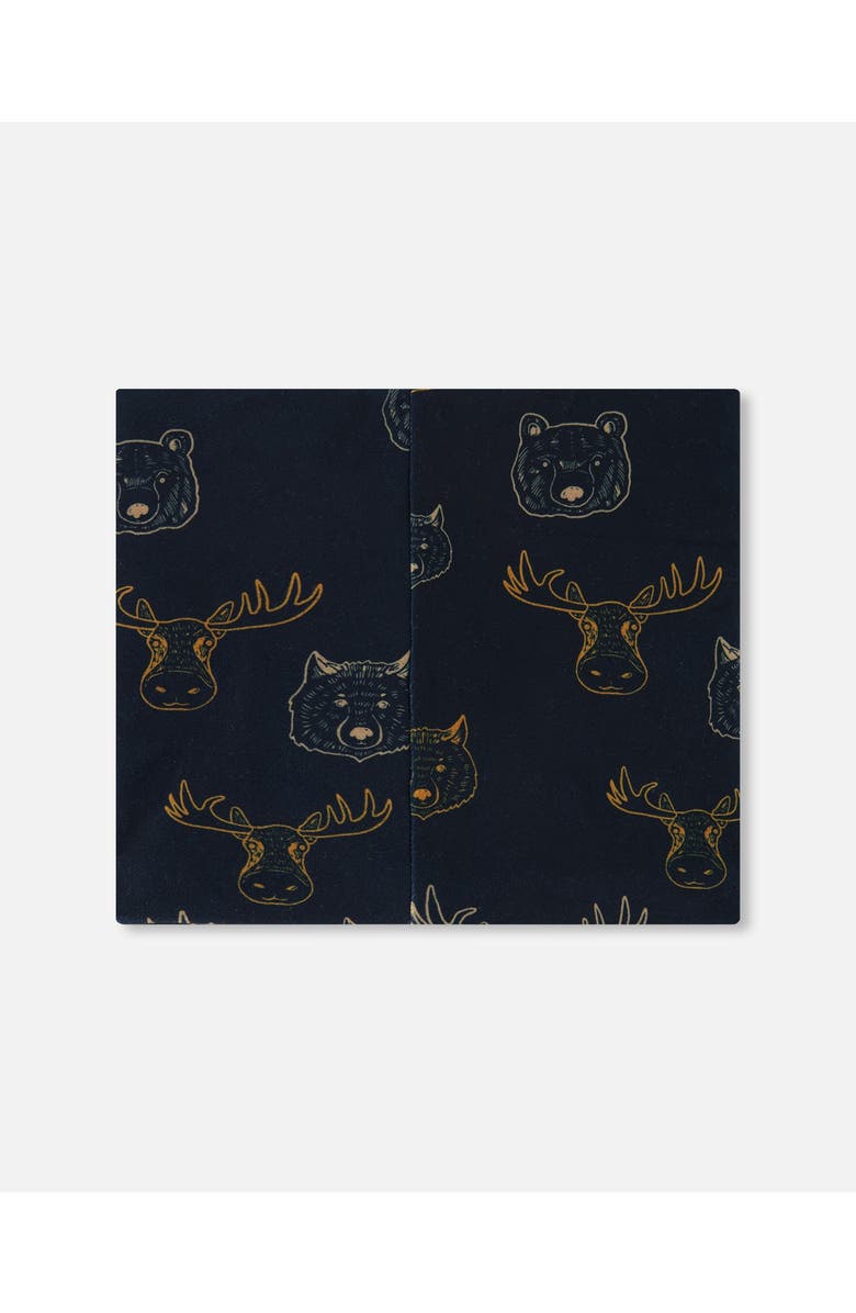 Deux par Deux Boy's Printed Neck Tube Beige Animals On Black Background, Alternate, color, 