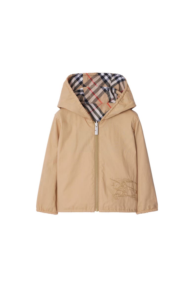 Reversible Check Cotton Blend Jacket, Alternate, color, Sand beige