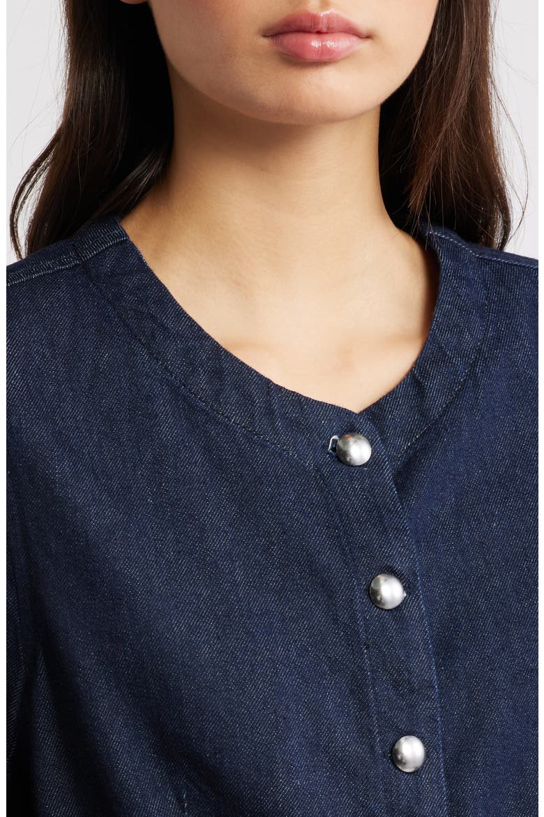 Collarless Denim Cutaway Jacket, Alternate, color, RINSE WASH