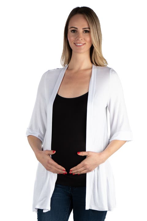 Maternity Open Front Elbow Length Sleeve Cardigan