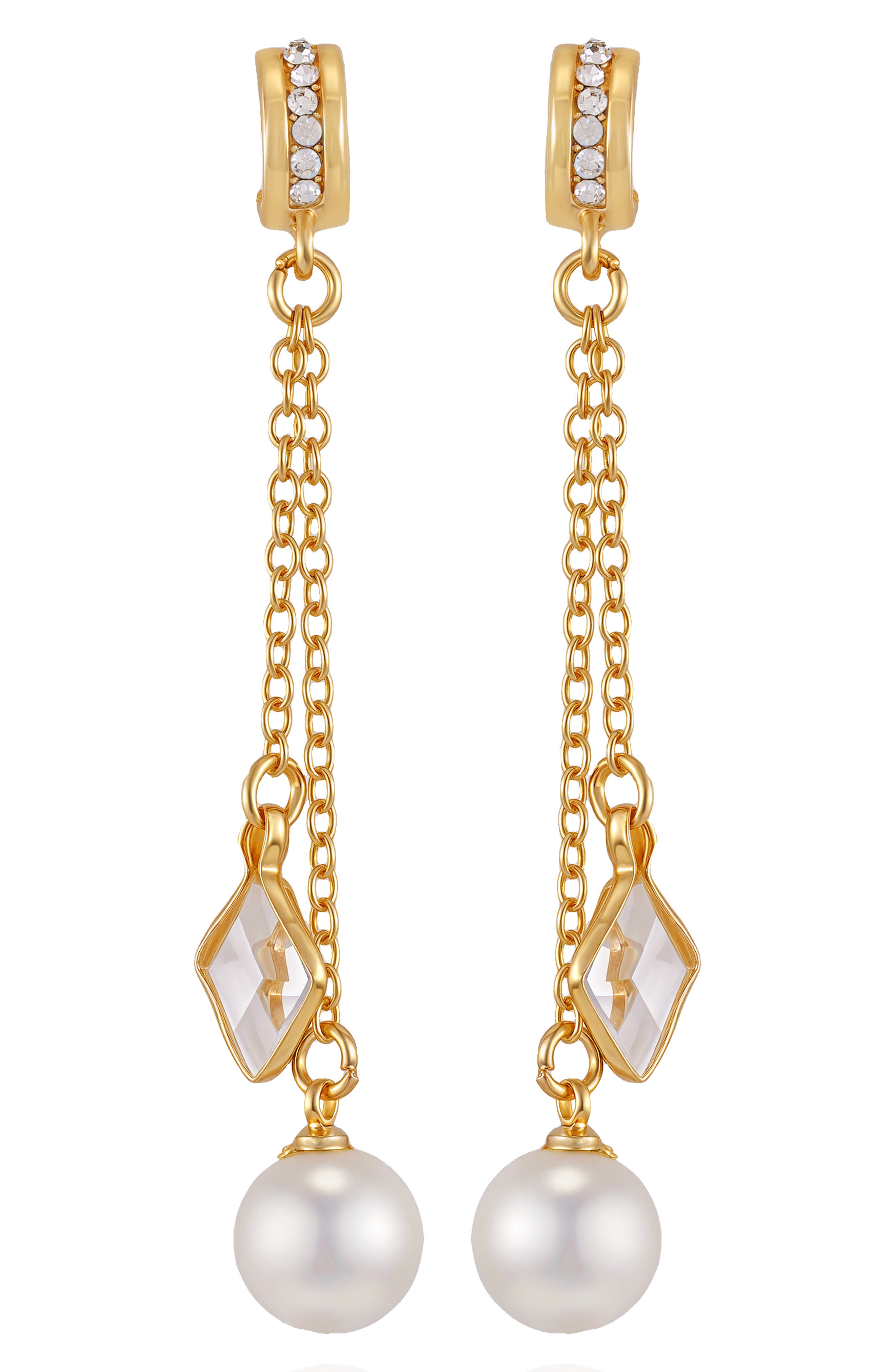 Vince Camuto Cubic Zirconia & Faux Pearl Drop Earrings