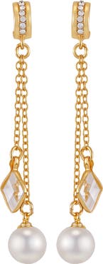 Vince Camuto Cubic Zirconia & Faux Pearl Drop Earrings