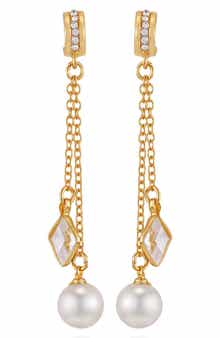 Vince Camuto Cubic Zirconia & Faux Pearl Drop Earrings