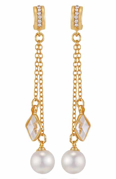 Vince Camuto Cubic Zirconia & Faux Pearl Drop Earrings