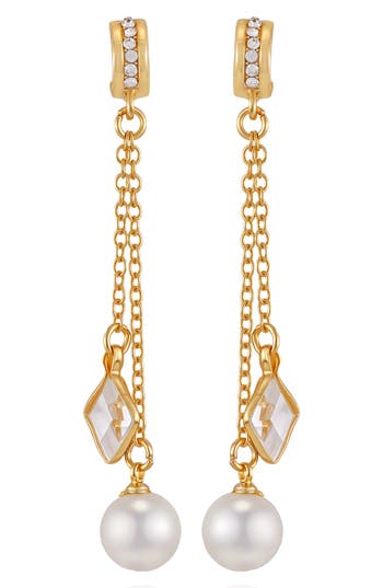 VINCE CAMUTO VINCE CAMUTO CUBIC ZIRCONIA & FAUX PEARL DROP EARRINGS